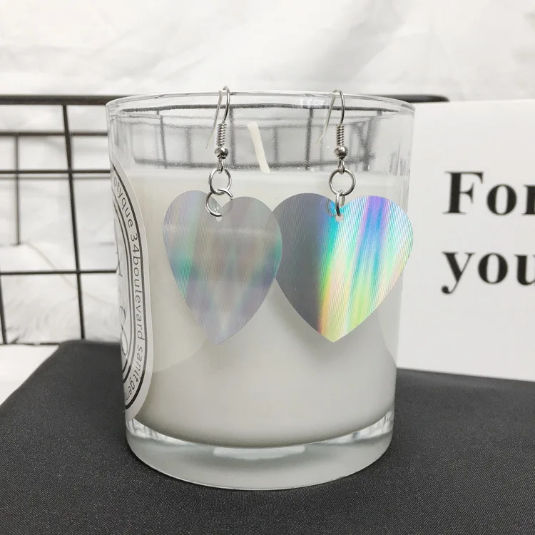 Trendy Big Sequin Heart Dangle Earrings for Women Minimalist Chic Silver Color Earing Gift For Friend Jewelry Accessories | Украшения и