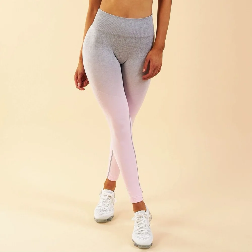 Энергетические бесшовные леггинсы с высокой талией штаны для йоги тренировок