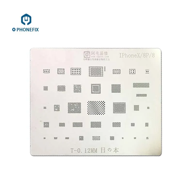 

Трафарет PHONEFIX BGA для iPhone 8 8P X A11 CPU/шрифт/Аудио/power IC / USB control IC, трафарет для реболлинга BGA