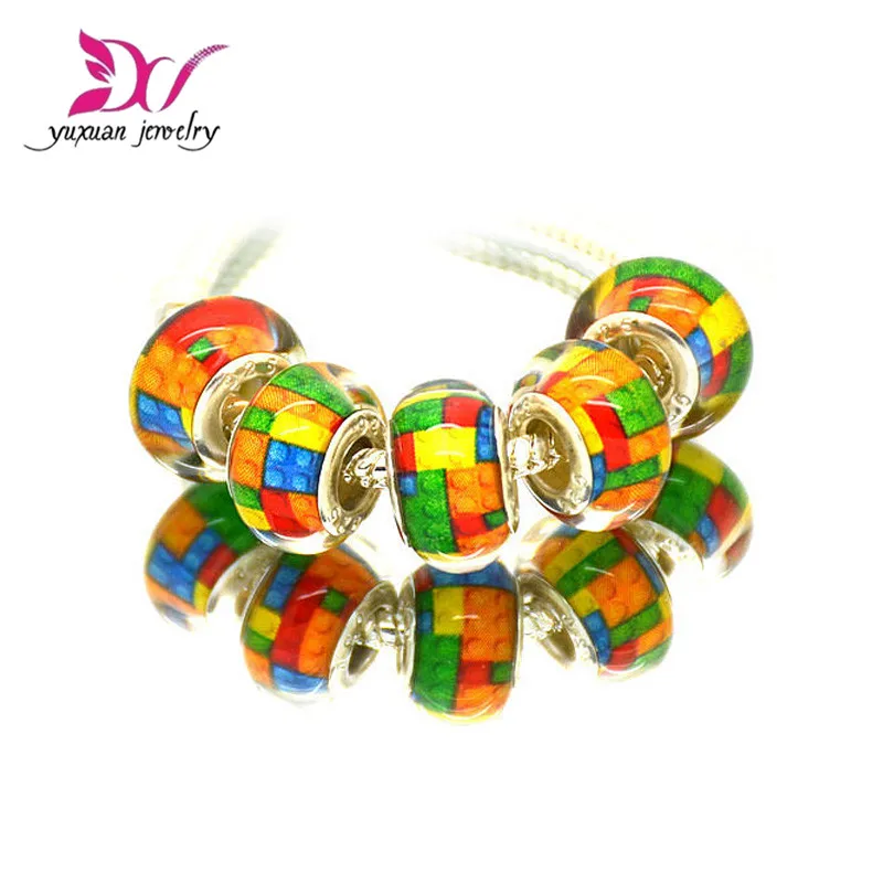 Посеребренные фиолетовые бусины для самостоятельной сборки акриловые с большим