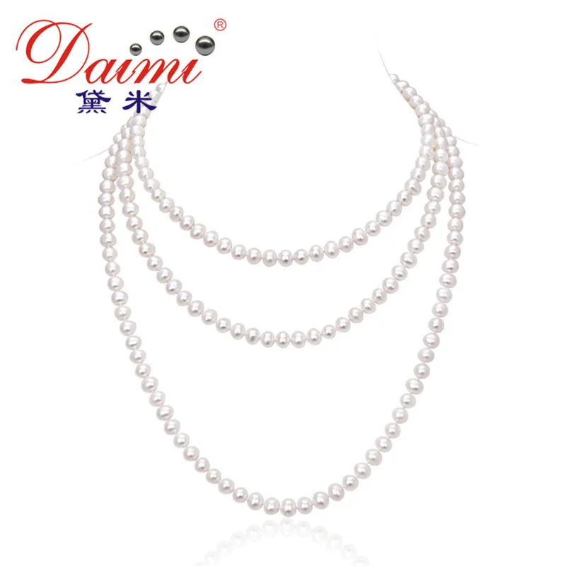 Новинка 2015! DAIMI CLARA Бусы из натурального речного жемчуга белого цвета. Диаметр 7