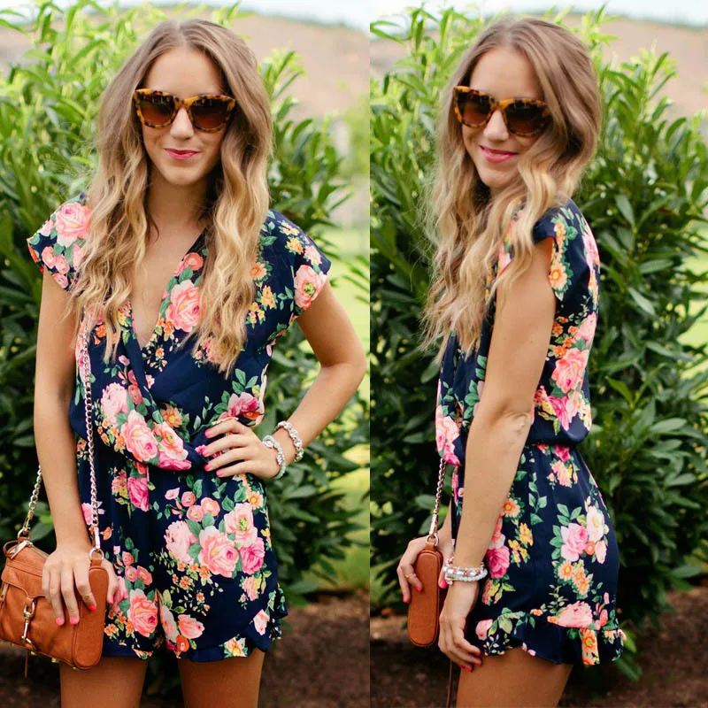 Пикантные повседневное ползунки женская одежда 2019 цветы короткий рукав