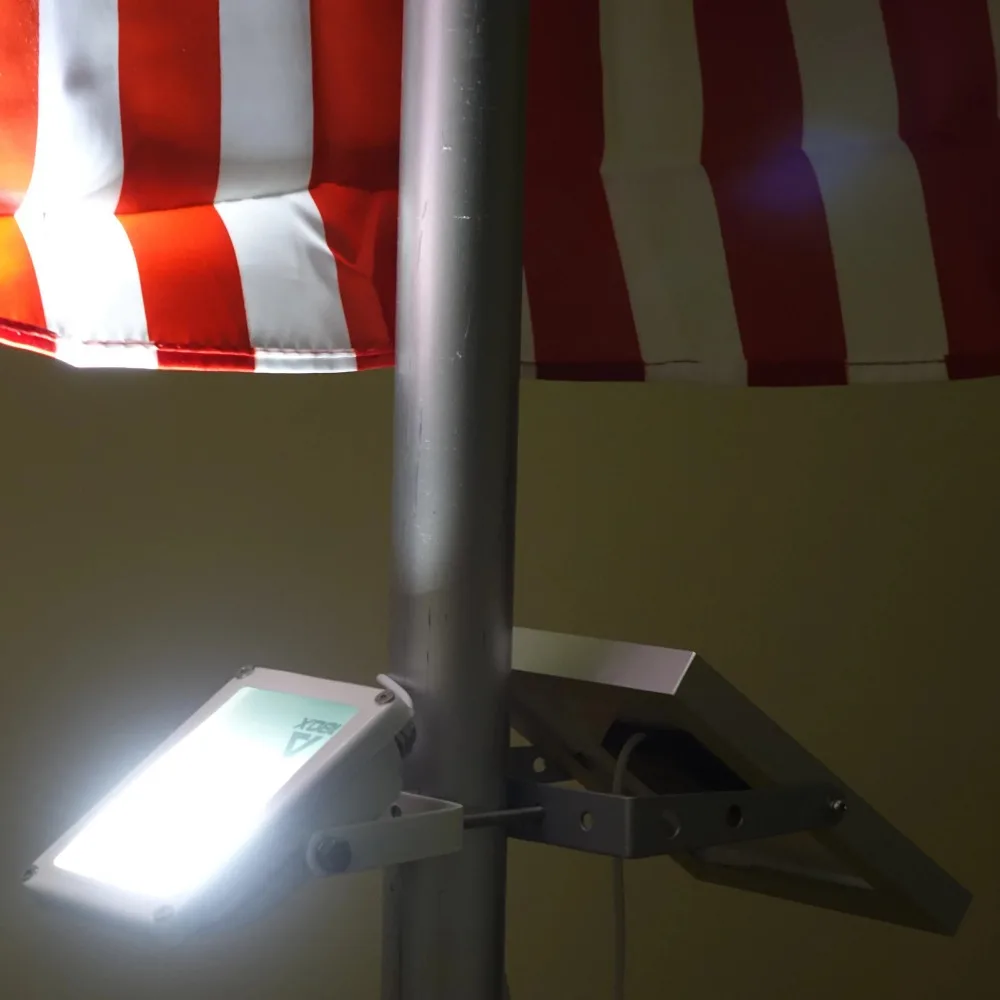 Mini Alpha 180X 35 LED 5m Cable Automatic Waterproof Solar Flag Pole Flood Light 3 Power Modes for Outdoor | Лампы и освещение