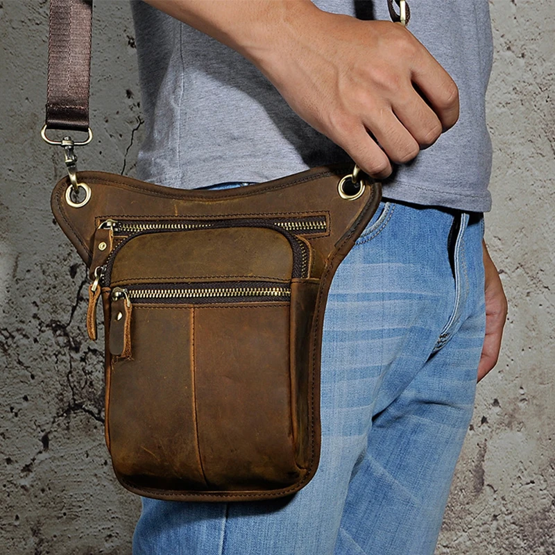 Забавная поясная сумка для мужчин из натуральной кожи клатч на бедро езды