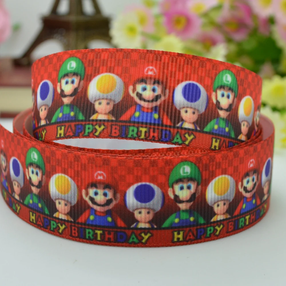 DUWES 7/8 &quot22 мм 2 5 10 50 ярдов Супер Марио губка мультфильм печатных grosgrain ленты волос