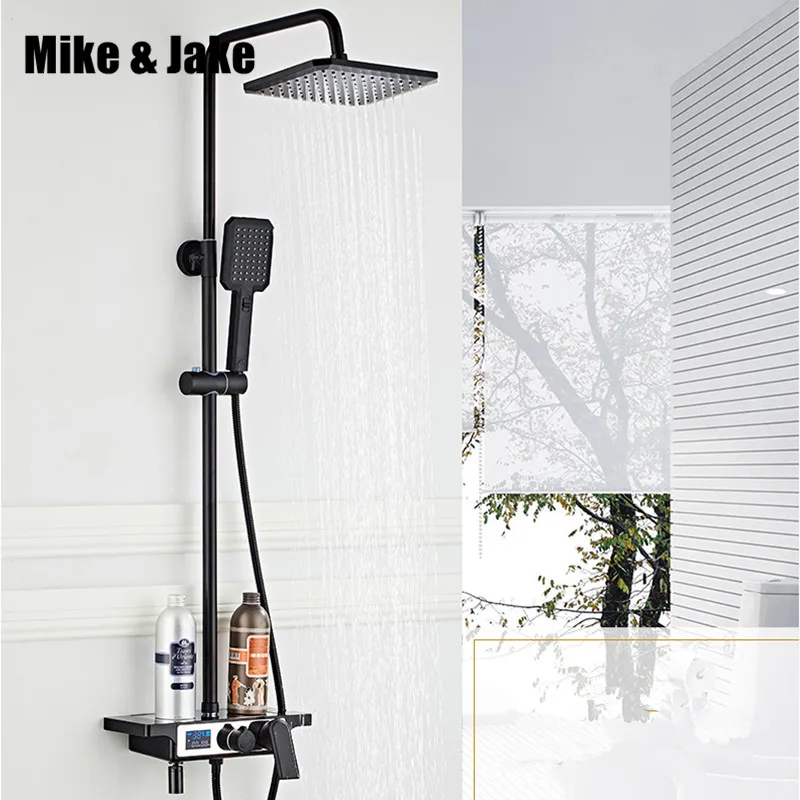 Цифровой черный душевой набор смеситель для горячей и холодной ванны ванной с