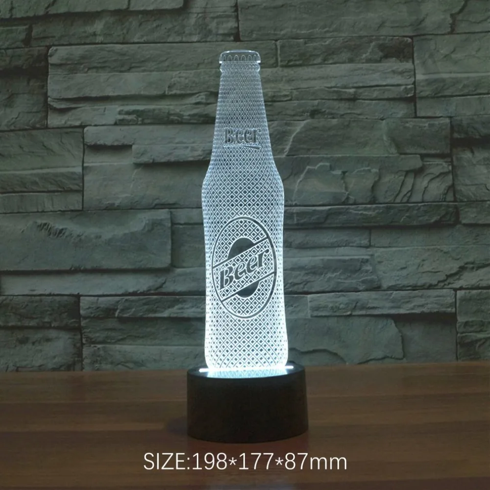 Beer Bottle 3d Light Colorful Led Visual Gift Atmosphere Table Lamp | Лампы и освещение