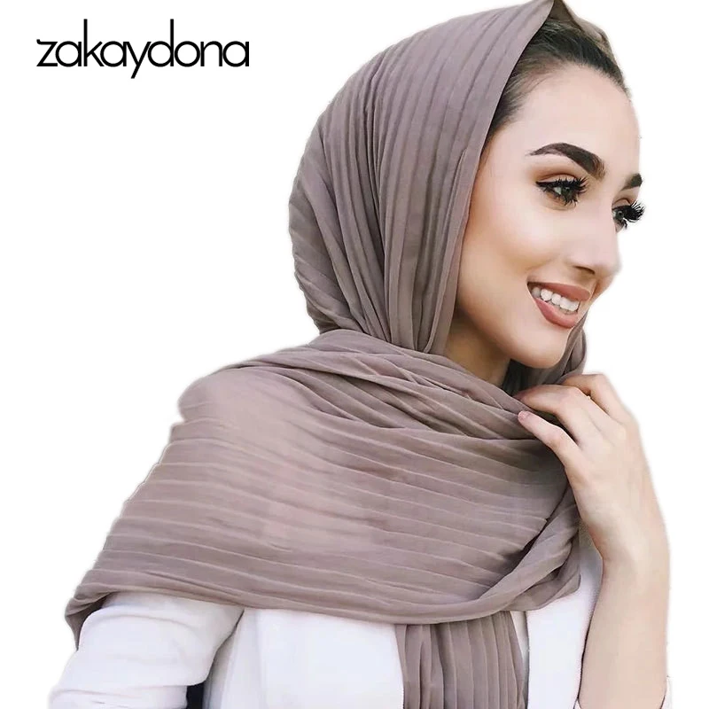 zakaydona Women Bubble Chiffon Scarf Soft Long Solid Color Islam Muslim Hijab Female Headband Green Scarfs For Ladies 0004 | Аксессуары