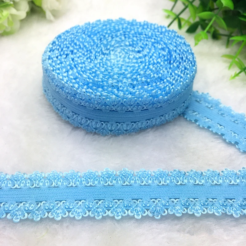 Sky Blue 16 цветов 5 ярдов 3/"(20 мм) двусторонняя Корона эластичная лента Многоуровневая отделка Лента швейная кружевная отделка спандекса Талия аксессуары для одежды - Цвет: Sky Blue