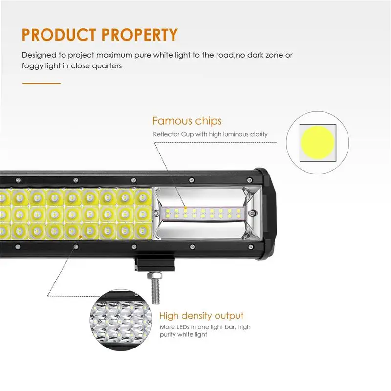 3-рядная светодиодсветильник световая балка Oslamp 20 дюймов 270 Вт комбинированный