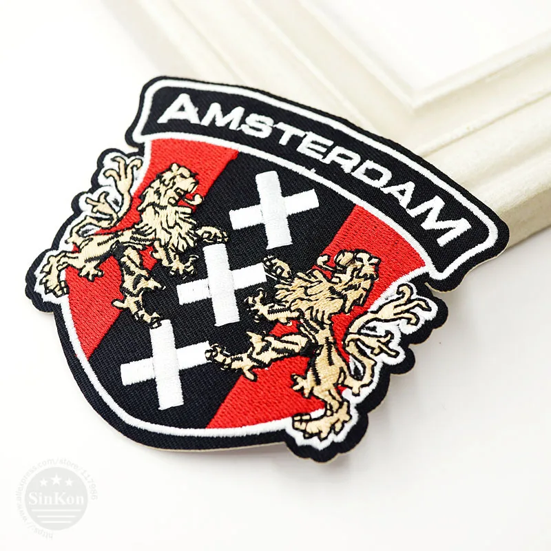 AMSTERDAM дамские значки(Размер: 9,0*8,3 см), железные нашивки с вышивкой для одежды, нашивки с героями мультфильмов, Аппликации для одежды, аксессуары для самостоятельной сборки