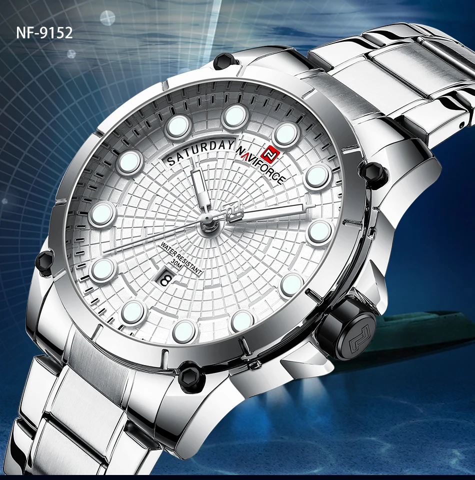 NAVIFORCE Топ люксовый бренд новые мужские спортивные часы водонепроницаемые полностью Стальные кварцевые мужские военные часы наручные часы Relogio Masculino
