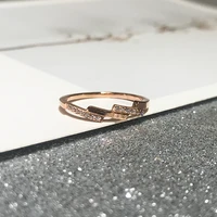 yun ruo new arrival fashion geometric zircon ring rose gold color woman gift titanium steel jewelry never fade drop shipping