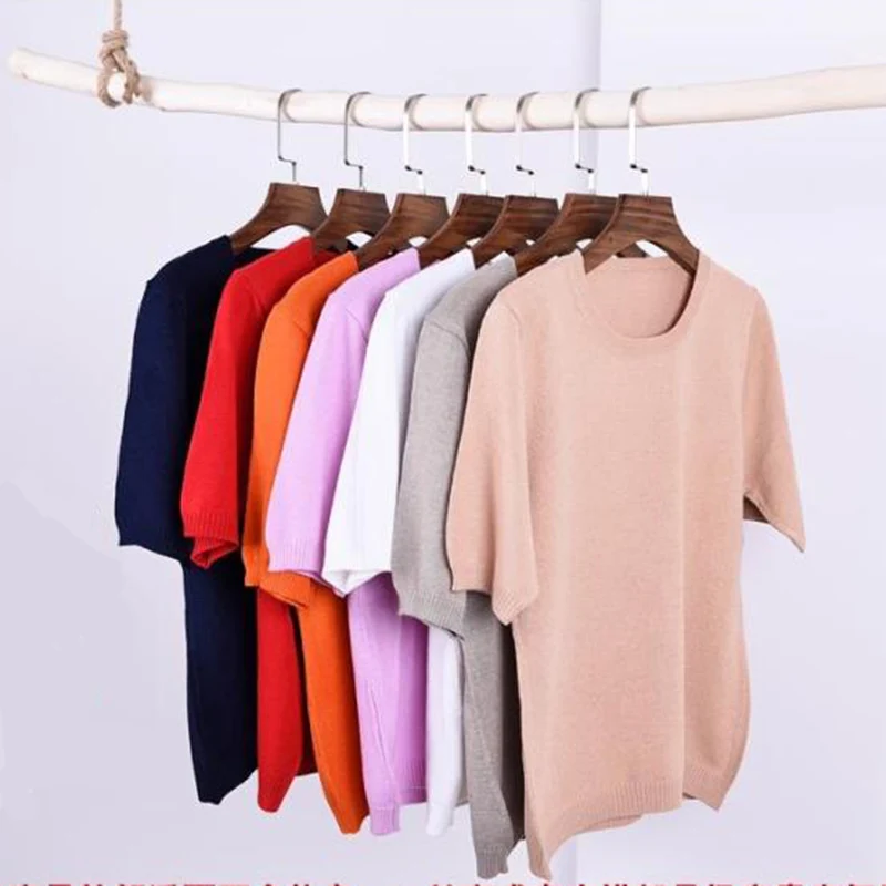 Soft Cashmere Round neck Sweaters and Pullovers for Women Warm Short Sleeve Spring Autumn Fluffy Jumper Female Brand | Женская одежда