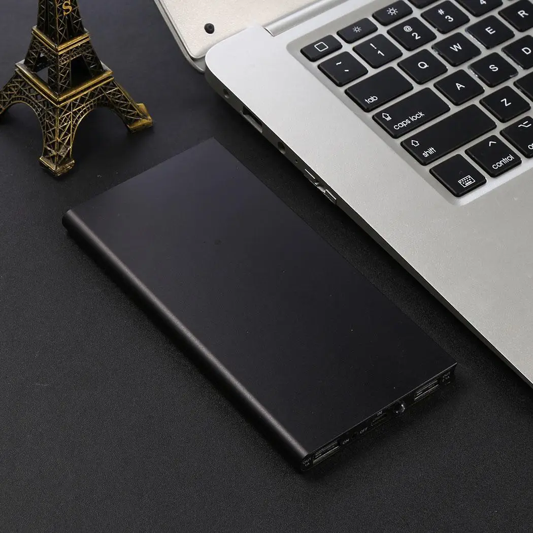 Ультратонкий металлический внешний аккумулятор портативный общий двойной USB внешний аккумулятор зарядное устройство для смартфона power bank с светодиодный фонарик