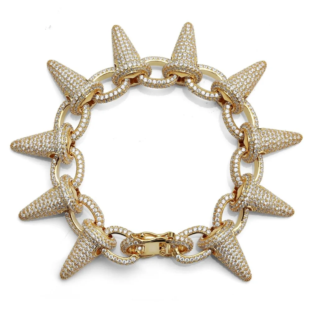 RRMNVNV Роскошные Панк рок Iced Out заклепочные шипы браслеты на запястье с блестящим