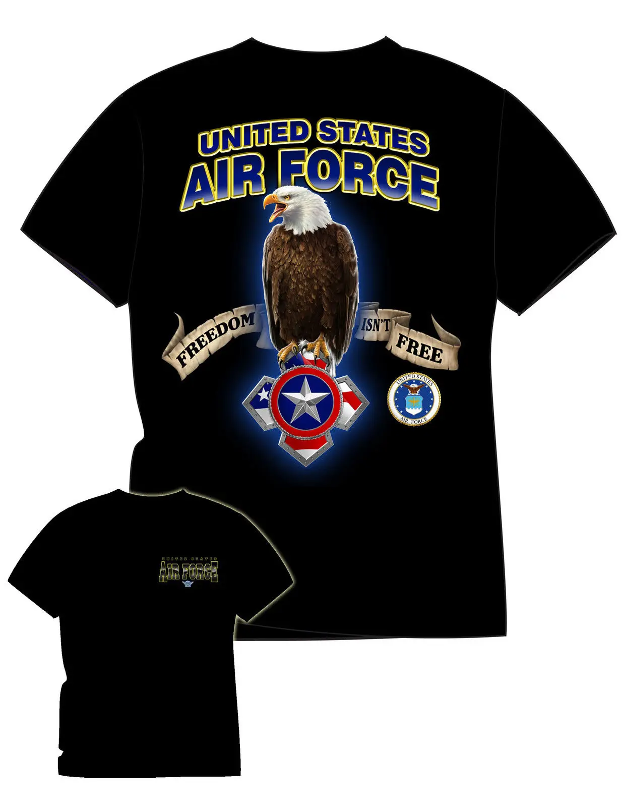 Футболка FREEDOM ISN'T FREE AIR FORCE темно синего цвета морской флот армейский 100%