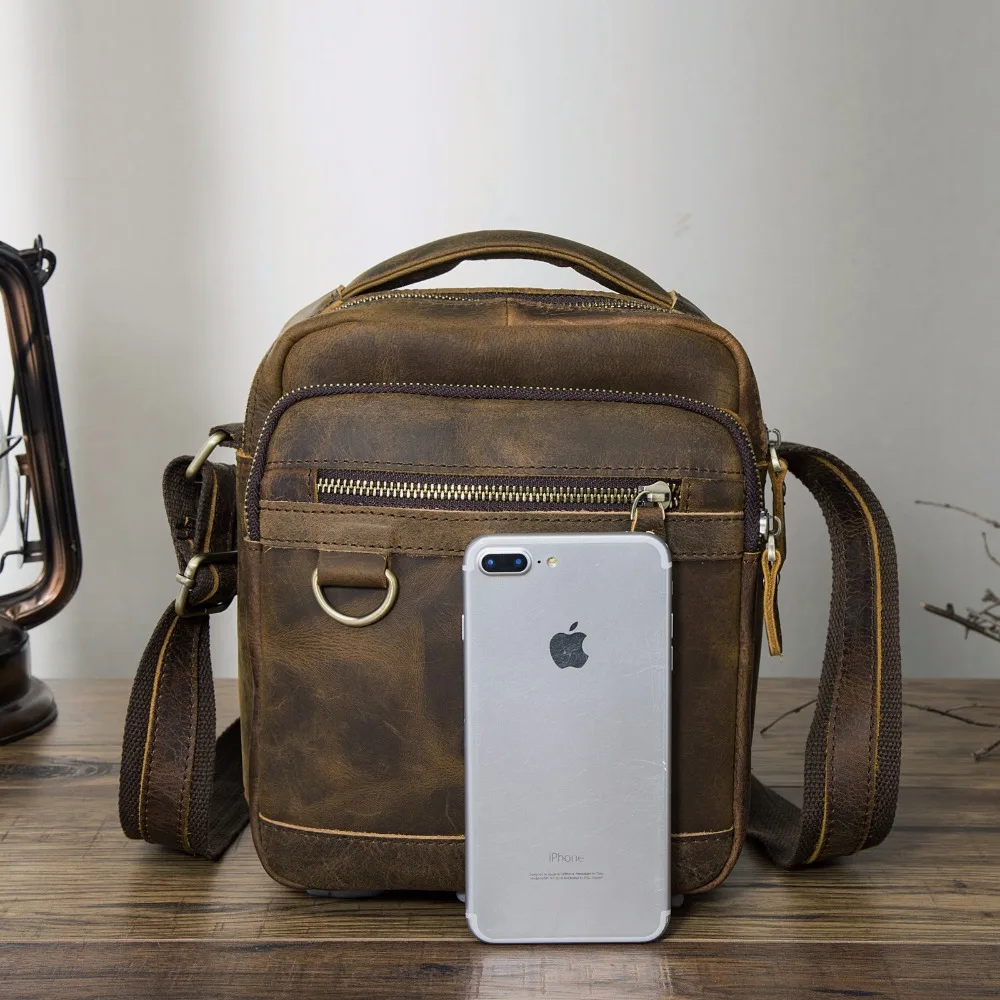 Качественная оригинальная кожаная мужская повседневная сумка через плечо из