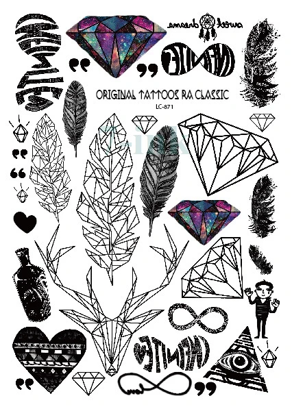 

Waterproof Temporary Tattoo Sticker deer featherDiamond Water Transfer Flash tattoo Fake Tattoo for men girl kid