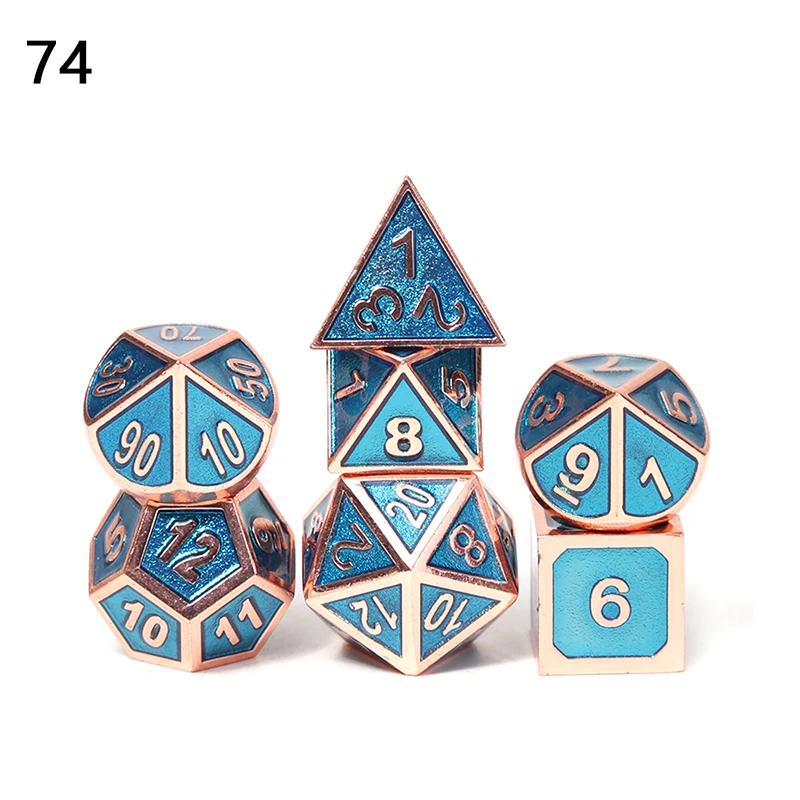 Chengshuo rpg кости многогранные наборы металла dnd Подземелья и Драконы настольные игры цинковый сплав синий кубики цифровой узор d20 10 8 12