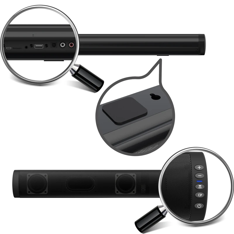 20 Вт ТВ Саундбар Bluetooth беспроводной динамик 10 Вт FM радио настенный домашний кинотеатр система объемного звучания стерео Бас Сабвуфер