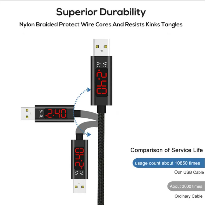 Кабель Micro USB VOXLINK интеллектуальный дисплей напряжения и тока usb кабель для
