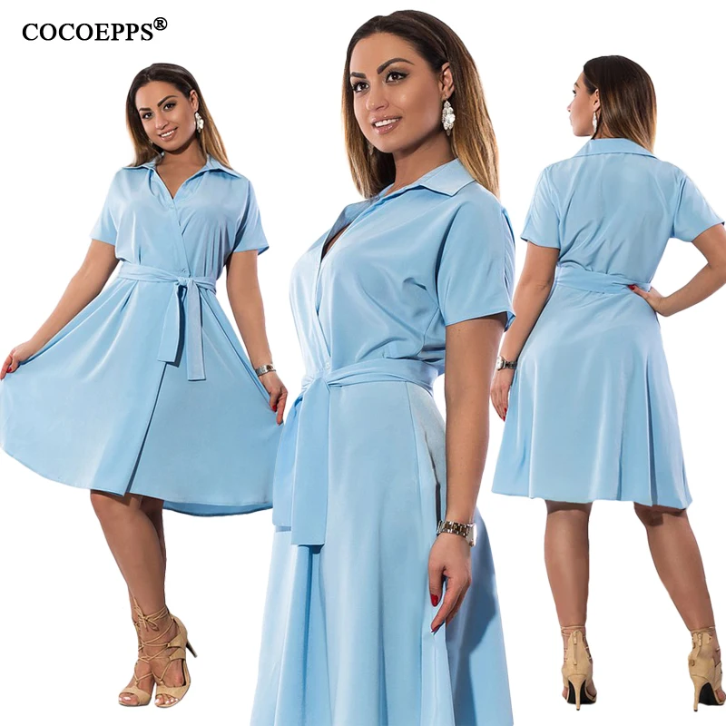 Женское платье с поясом кушаком повседневное свободное большого размера