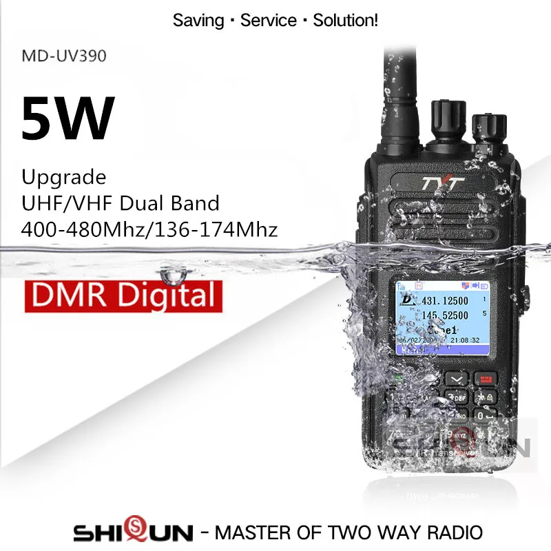 Популярная рация DMR TYT с GPS водонепроницаемая IP67 цифровая MD 390 Двухдиапазонная VHF UHF