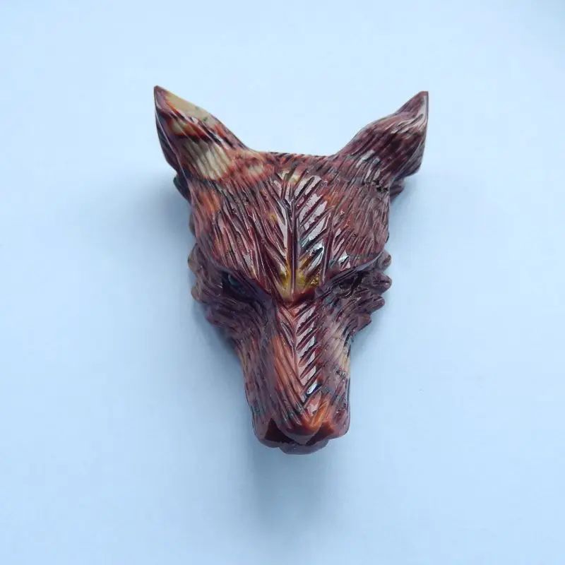 Модный мужской кулон ручной работы с головой волка из натурального камня моокита