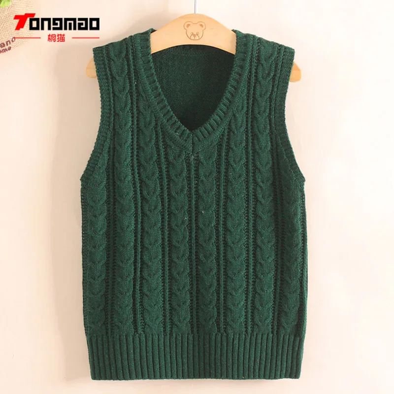 

Children Boys Sweater Spring Autumn Warm Cashmere Wool Solid Color Baby Boys Pullover Knitwear Striped V-Neck Vest Kids Clothing