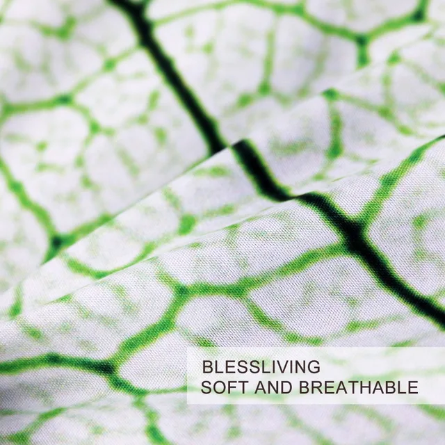 BlessLiving Plant Leaves Bedding Set Queen Transparent Leaf Texture Duvet Cover Nature Home Textiles 3pcs Green Blue Bedspreads 2