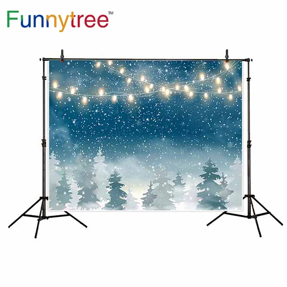 Фотофон Funnytree для фотостудии Рождество зимний Снежный лес детский фоновый