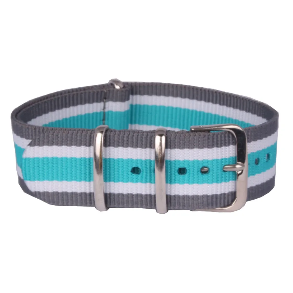 Wholesale 22mm Cambo stripe Grey/White/blue Sports nato fabric Nylon watchbands Watch Strap accessories Bands Buckle belt 22 mm