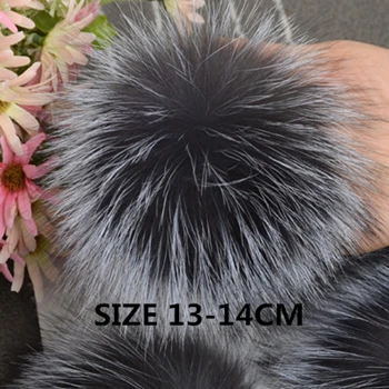 silver fox fur13-14 5 шт./лот DIY 13 см мех серебристой лисы 15-16 см помпоны из меха енота для вязаная шапка, кепка, бини, брелок и шарфы из натурального меха - Цвет: silver fox fur13-14