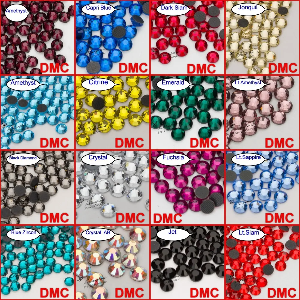 SS6 1.9 2.0mm 1440pcs/Bag Lt.Topaz DMC Hot Fix FlatBack Rhinestones DIY HotFix iron on garment crystal stones gliters|stone tumbled|crystal