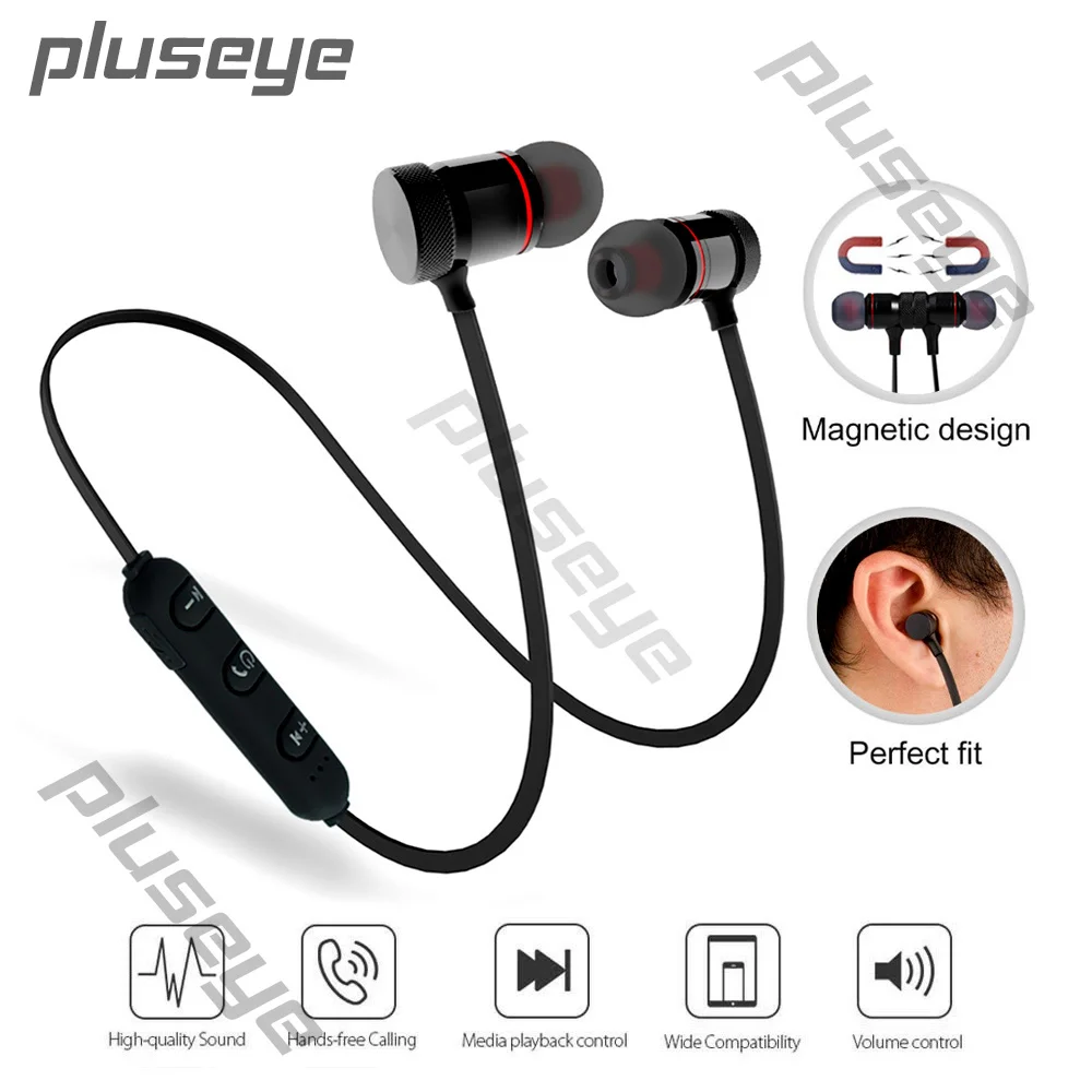 Pluseye Беспроводной Металл Bluetooth гарнитура Спорт рук свободный наушники вкладыши