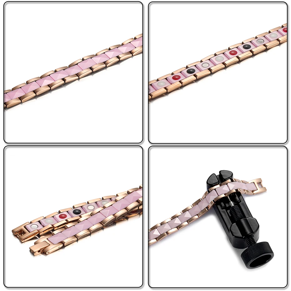 Rainso браслет женского здоровья модные розовые керамики магнитотерапия