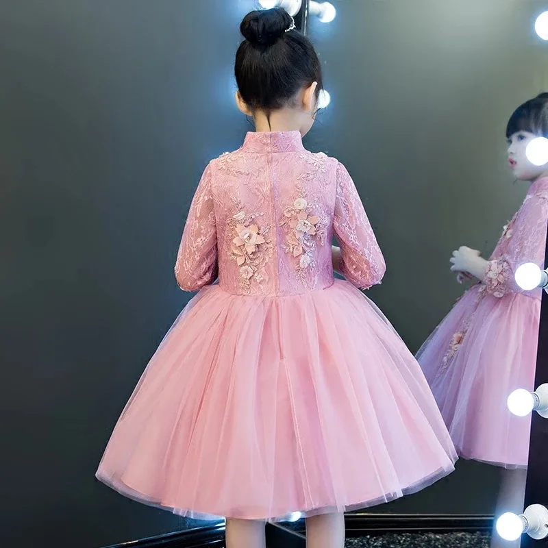 

Baby Kids Elegant Sweet Korean Style Florals Princess Lace Dress For Birthday Party Wedding Ceremony Little Girls Host Dresses