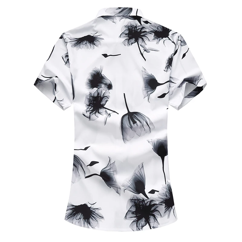Men's Casual Shirts New Fashion Chinese Style Ink Painting Short Sleeve Shirt Men Flower Hawaiian Beach Plus M-7XL | Мужская одежда