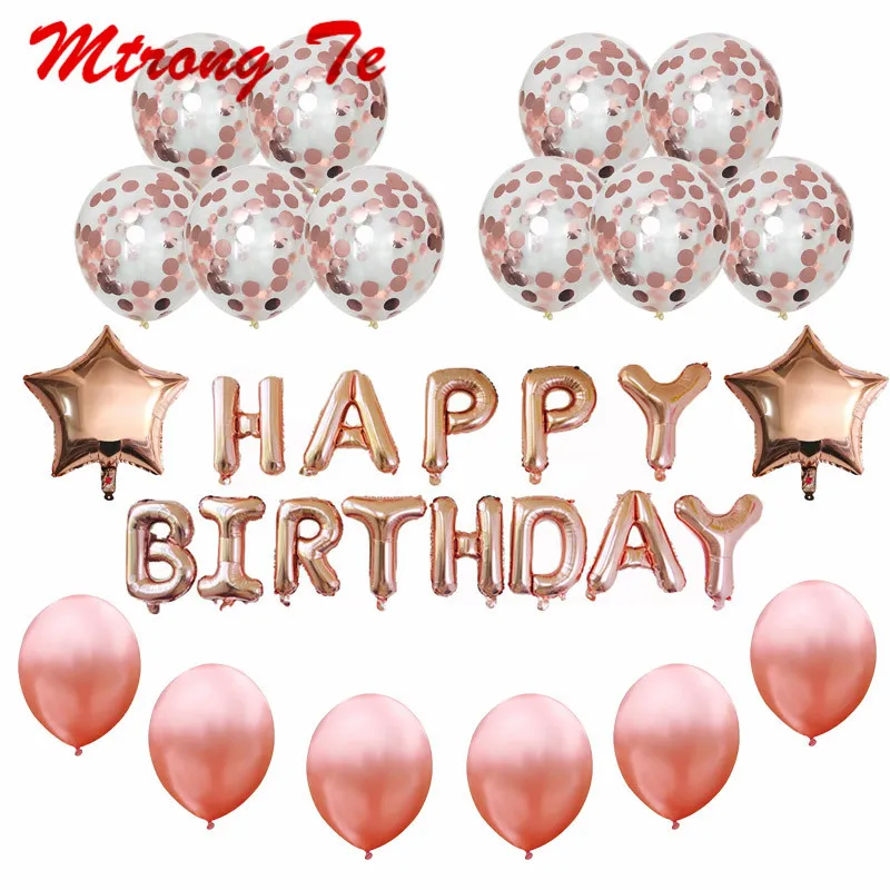 

40pcs/set Rose Gold Star Heart Foil Balloons Confetti Wedding Birthday Party Baby Shower Decor 12inch Latex Air Ballon Supplies