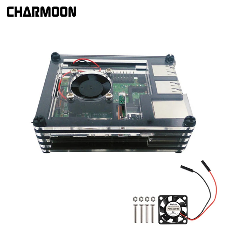 Чехол для Raspberry Pi 3 9-слойный акриловый чехол с охлаждающим вентилятором |