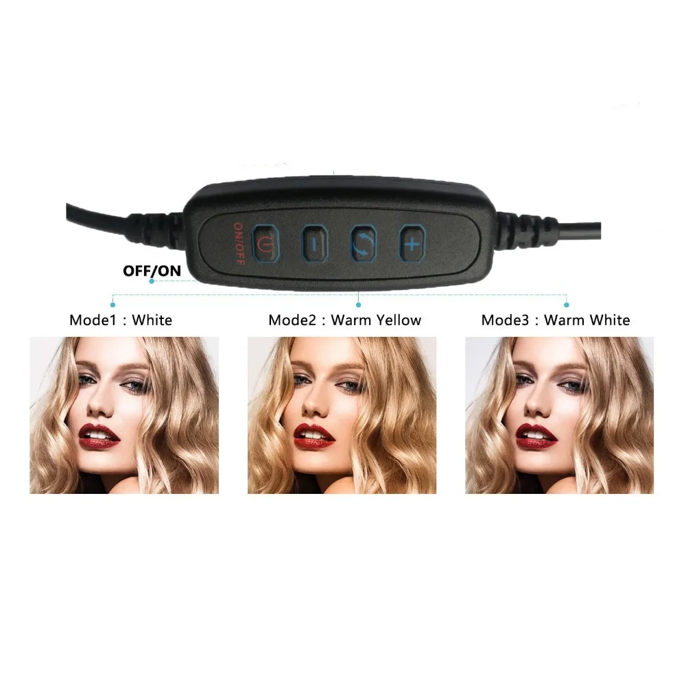 Фотография светодио дный LED Selfie Ring Light 26 см трехцветное освещение затемняемое