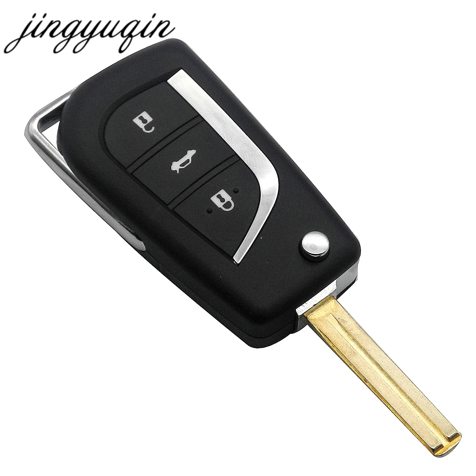 Jinyuqin 10 шт. Toy48 Toy43 откидной складной дистанционный ключ для Toyota Lewin Camry eiz Highlander Corolla чехол для ключей 2/3 кнопка