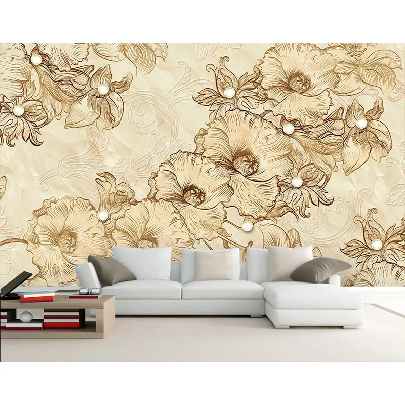 3D Новая фотография Мраморные линии цветы индивидуальные обои настенная комната