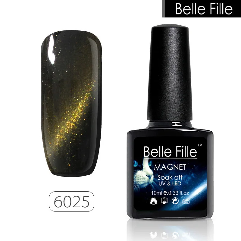 Belle FILLE Cat Eye Gel Лаки для ногтей uv гель 3D с сияющими блестками сапфир Цвет маникюр |