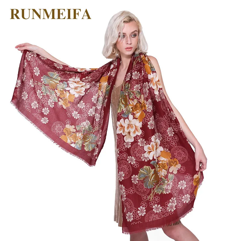 RUNMEIFA Новый стильный Для Женщин национальные цветы шарф мягкие пляжные платки