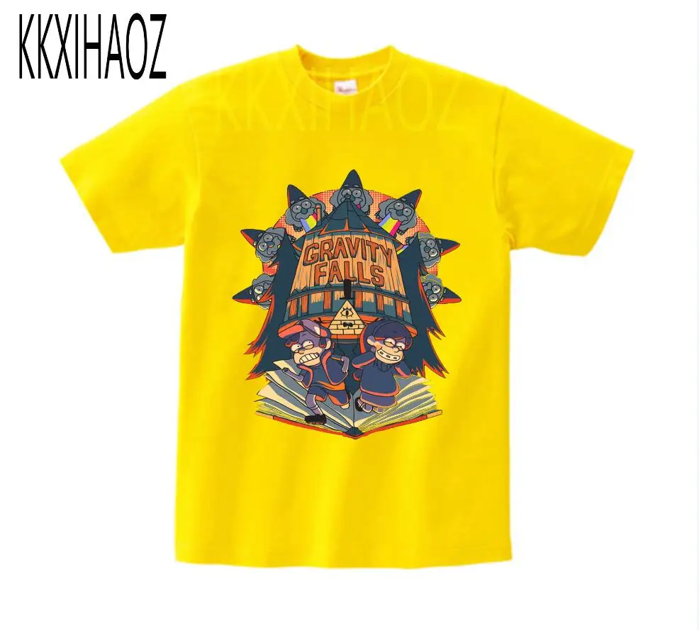 yellow childreTshirt Детские летние футболки для мальчиков и девочек детская футболка с короткими рукавами с рисунком Гравити Фолз Мэйбл Диппер сосна одежда для малышей NN - Цвет: yellow childreTshirt