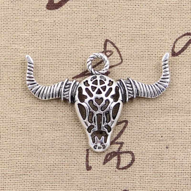Подвески в виде Головы Быка, 34x49 мм, 4 шт., винтажные, тибетский серебристый цвет