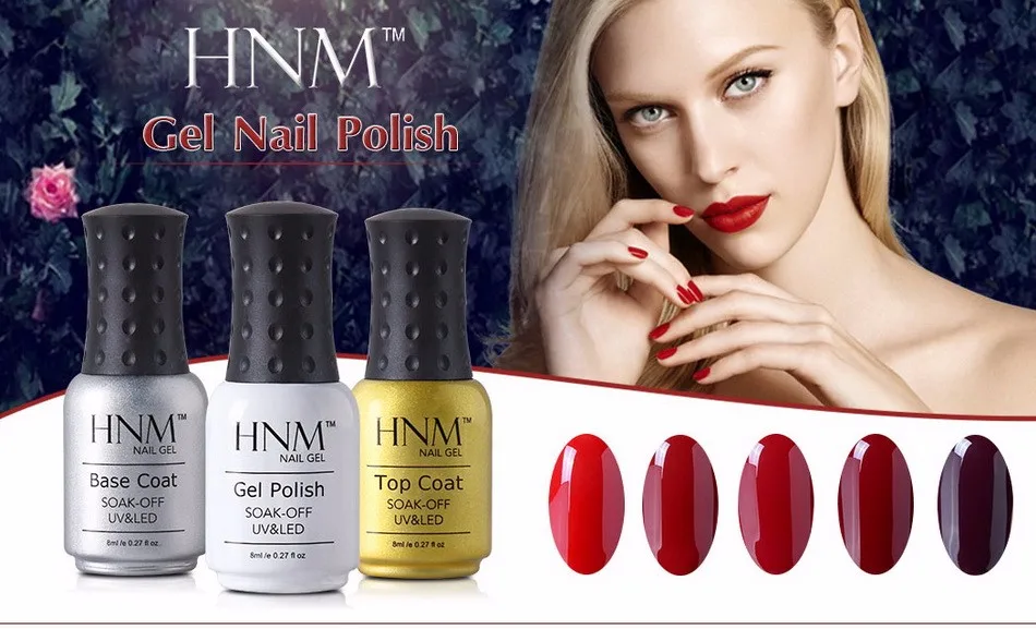 HNM, 6 цветов, серия 8 мл, УФ Гель-лак для ногтей, набор гель-лаков Lak Vernis, Полупостоянный Гель-лак, Подарочная коробка, набор для самостоятельного дизайна ногтей