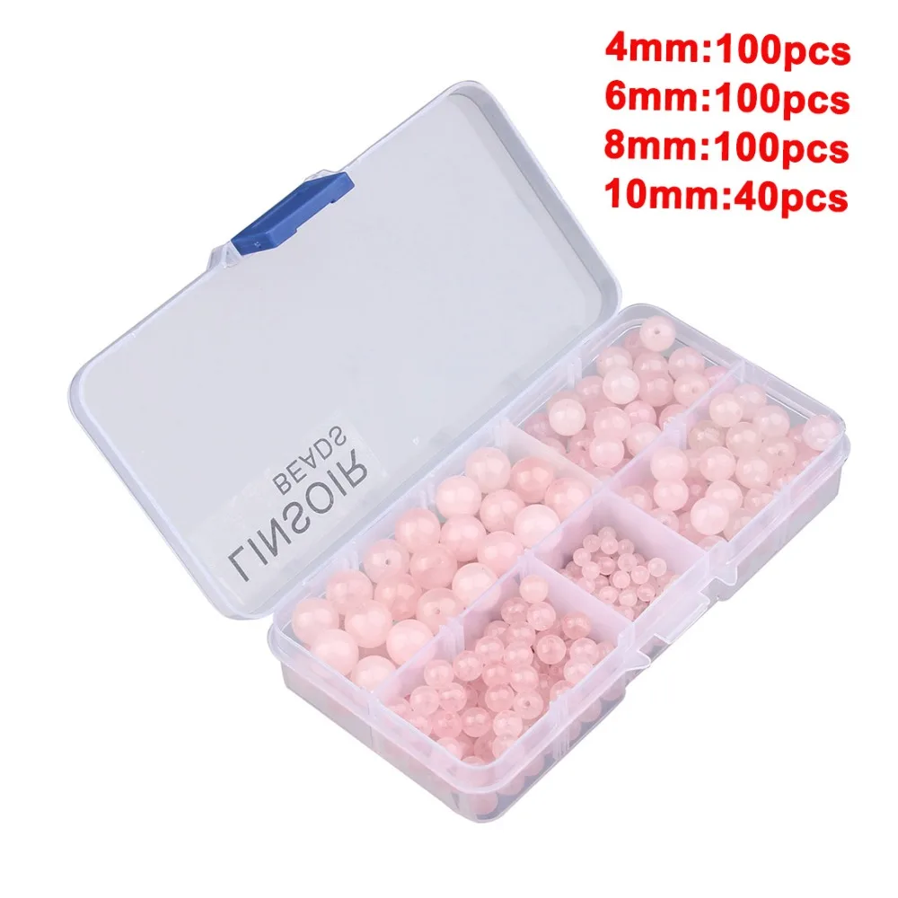 340 шт./кор. розовые круглые бусины-разделители из натурального камня 4 мм 6 8 10 для